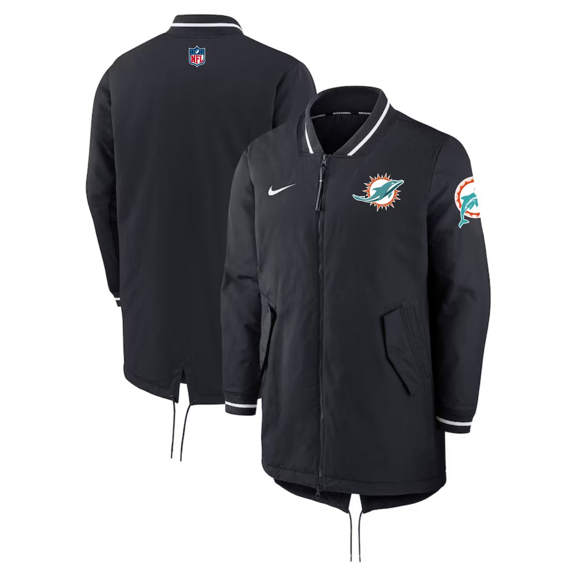 Men 2026 NFL Miami Dolphins black Extended Cotton Jacket style 01-0
